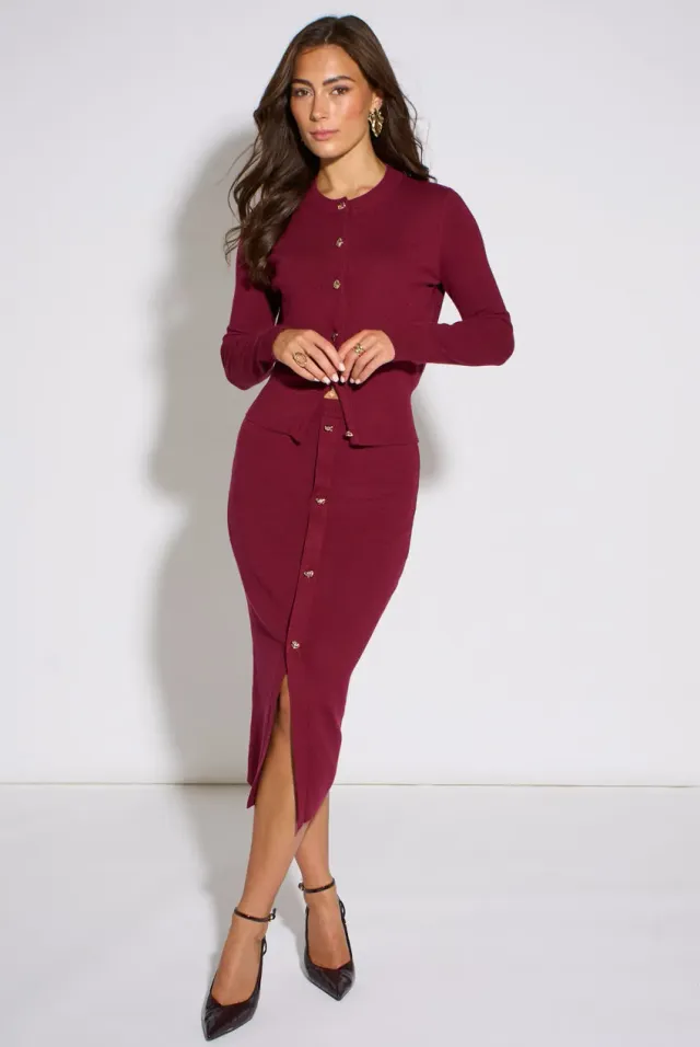 Gini London Mulberry Gold Button gonna midi berry bottoni oro