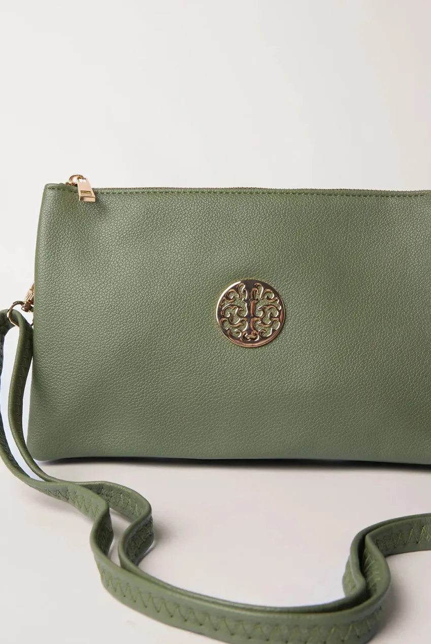 Blue Vanilla Clutch pochette kaki con tracolla