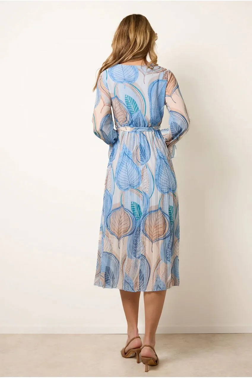 Blue Vanilla Crossover Pleated abito midi blu plissettato