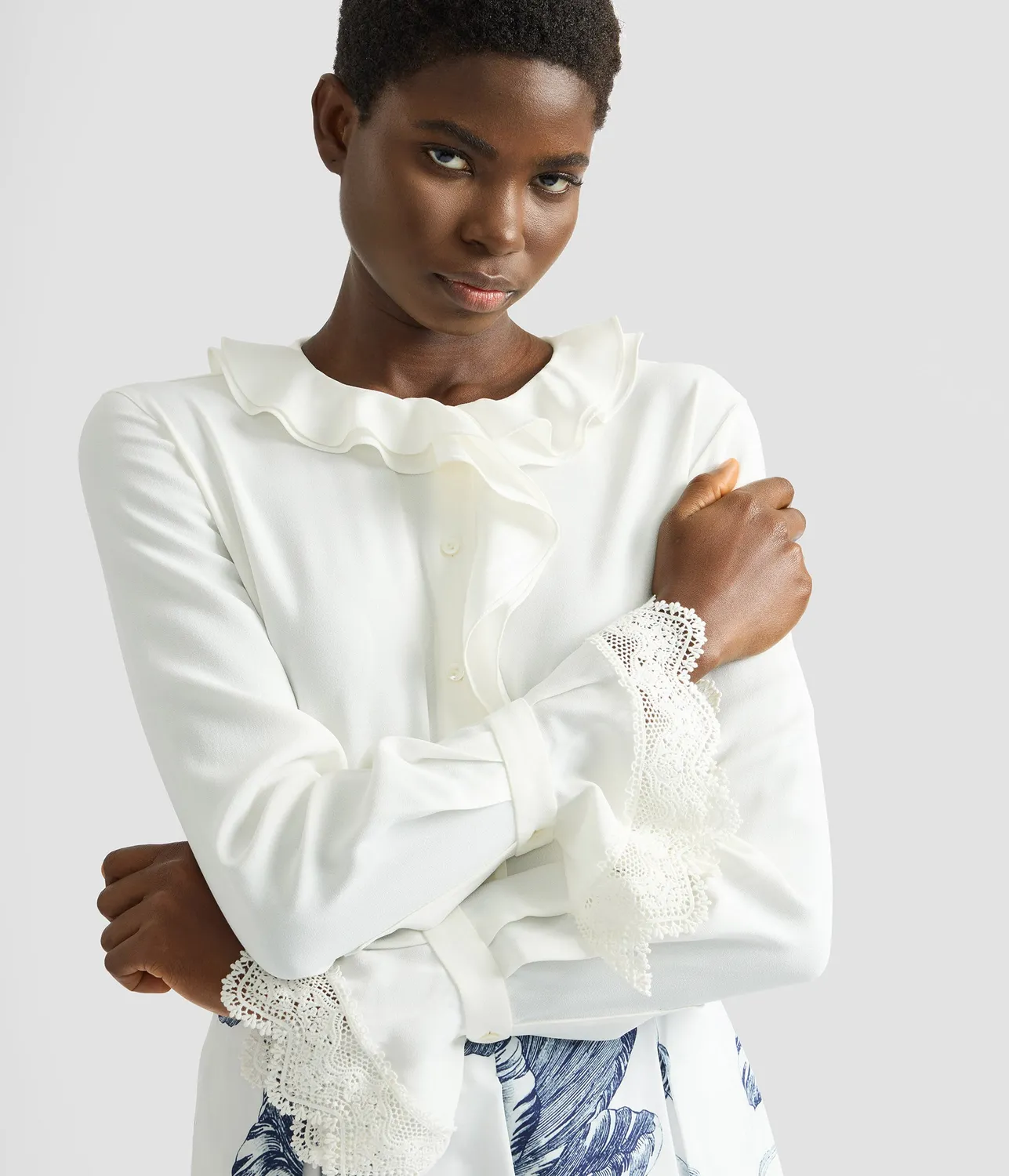 Erdem Cady Long Sleeve Shirt camicia bianca pizzo