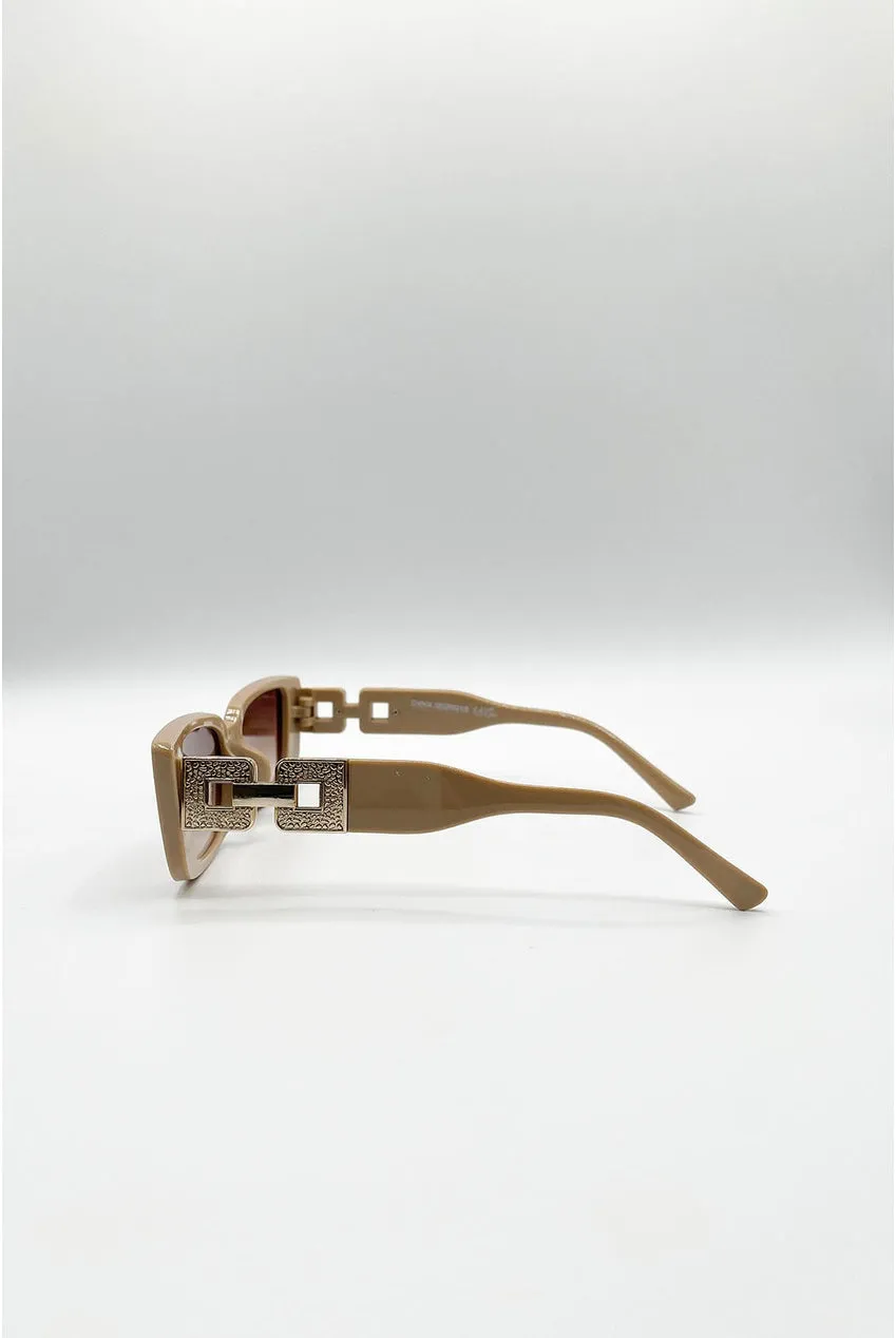 SVNX occhiali da sole kaki lente marrone cat-eye rettangolare