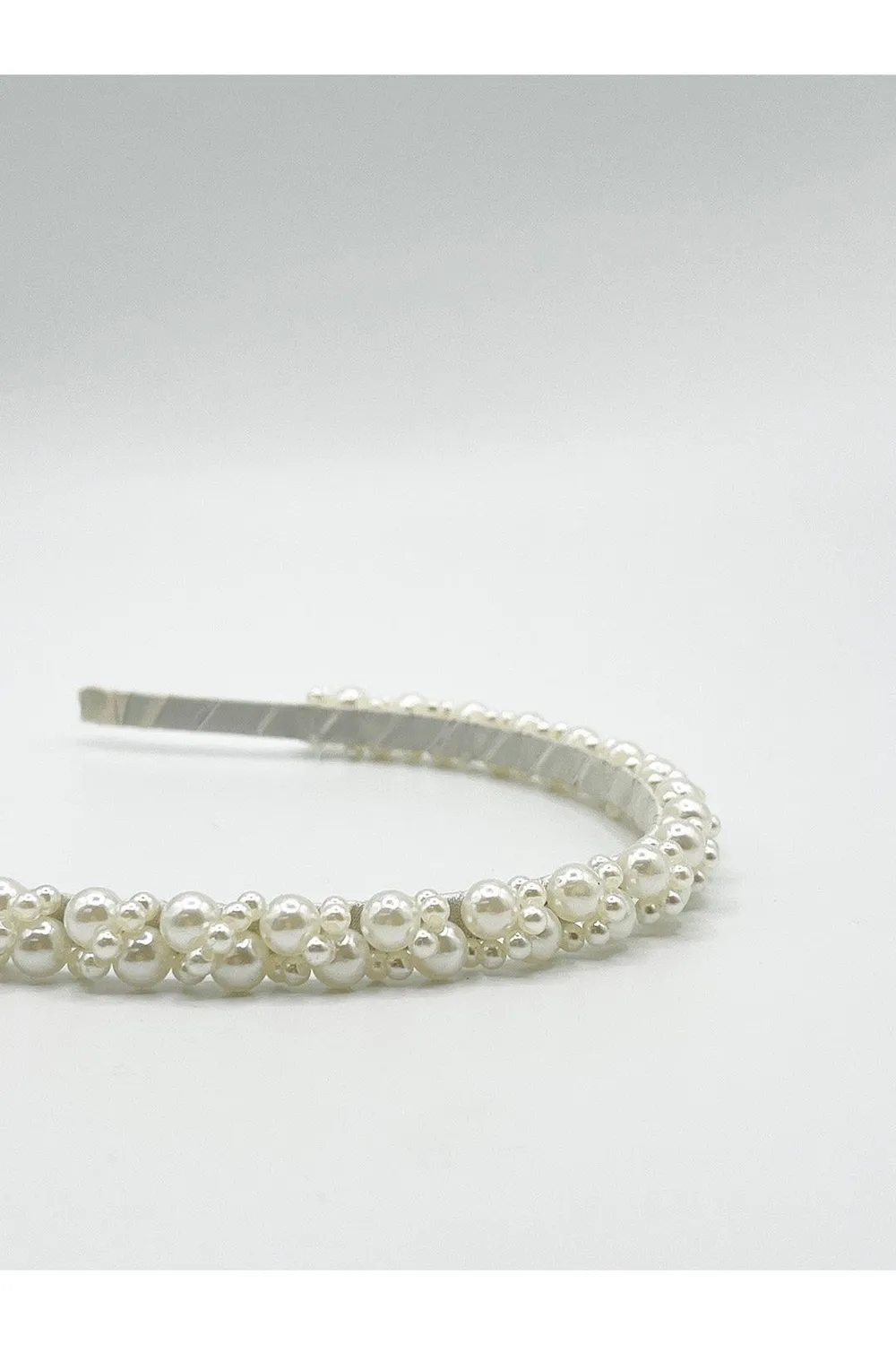 SVNX cerchietto bianco perle minimal cerimonia taglia unica