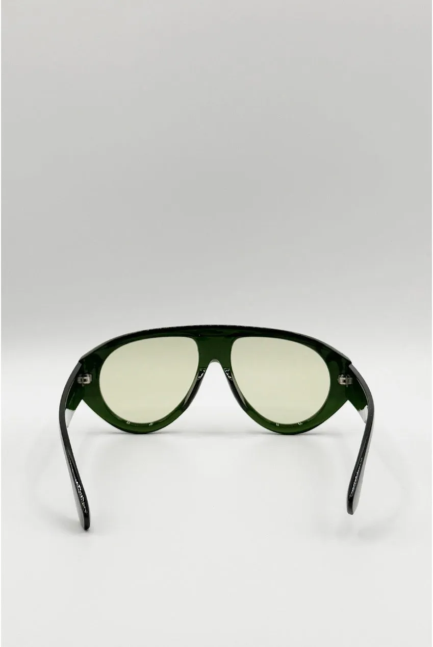 SVNX Bold Aviator occhiali da sole verdi oversize