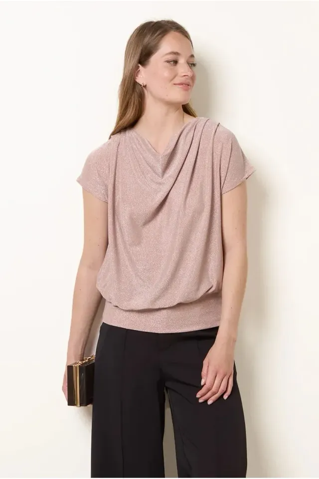 Blue Vanilla Lurex top rosa manica corta