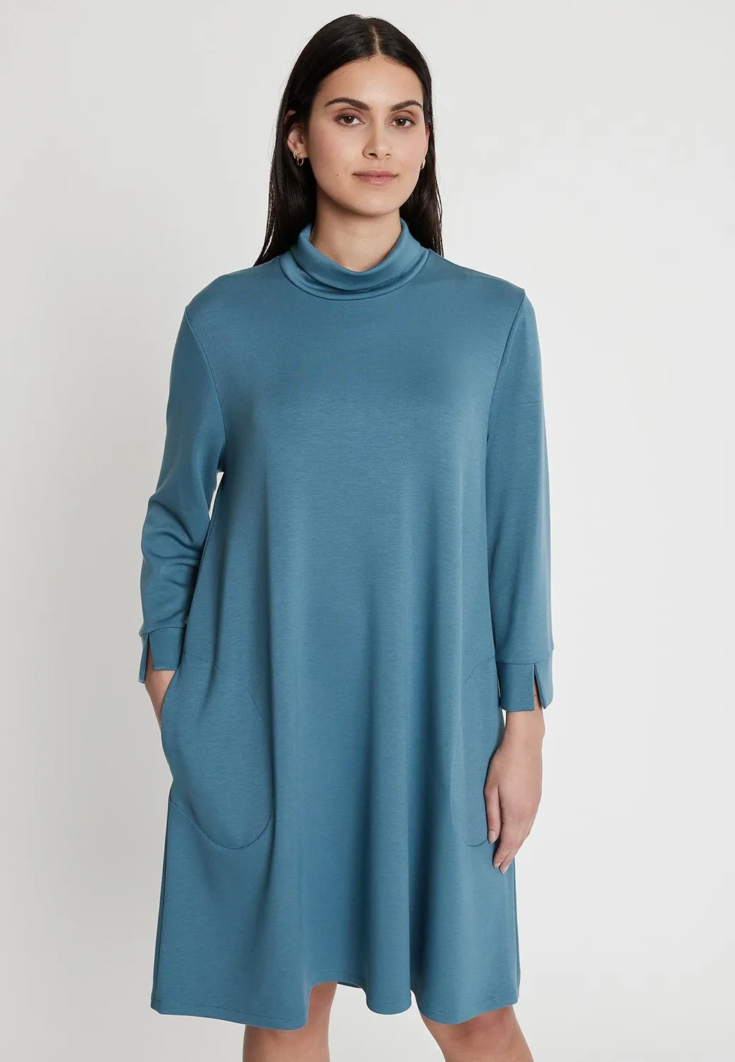 Ana Alcazar Inkli abito dolcevita azzurro tasche