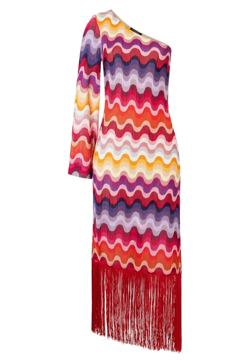 Ana Alcazar Piwane abito maglia monospalla rosso