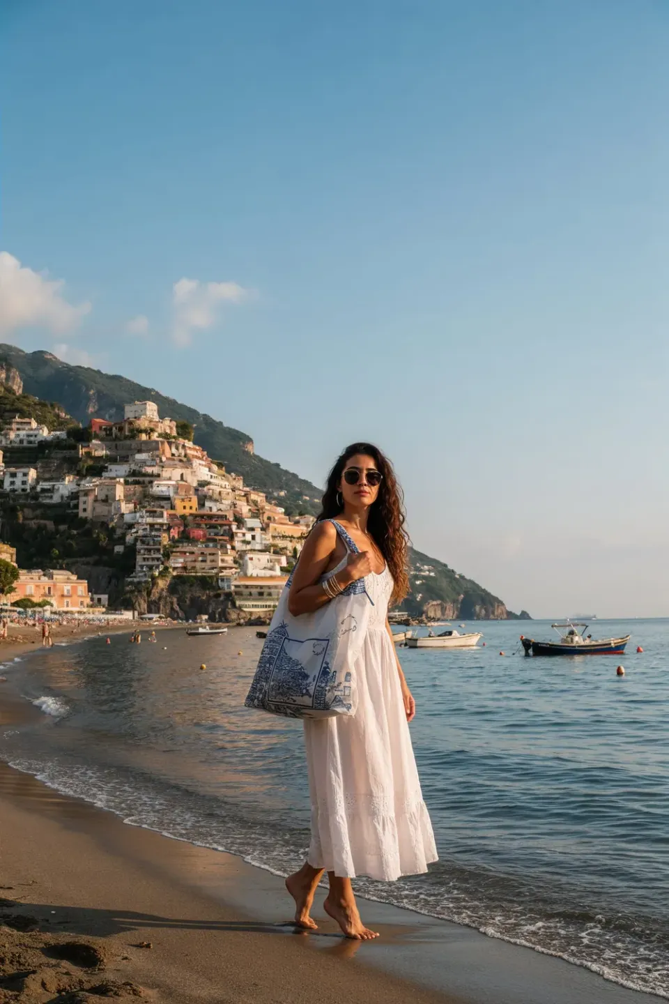 Antica Sartoria FW126 sacca a spalla donna positano blu