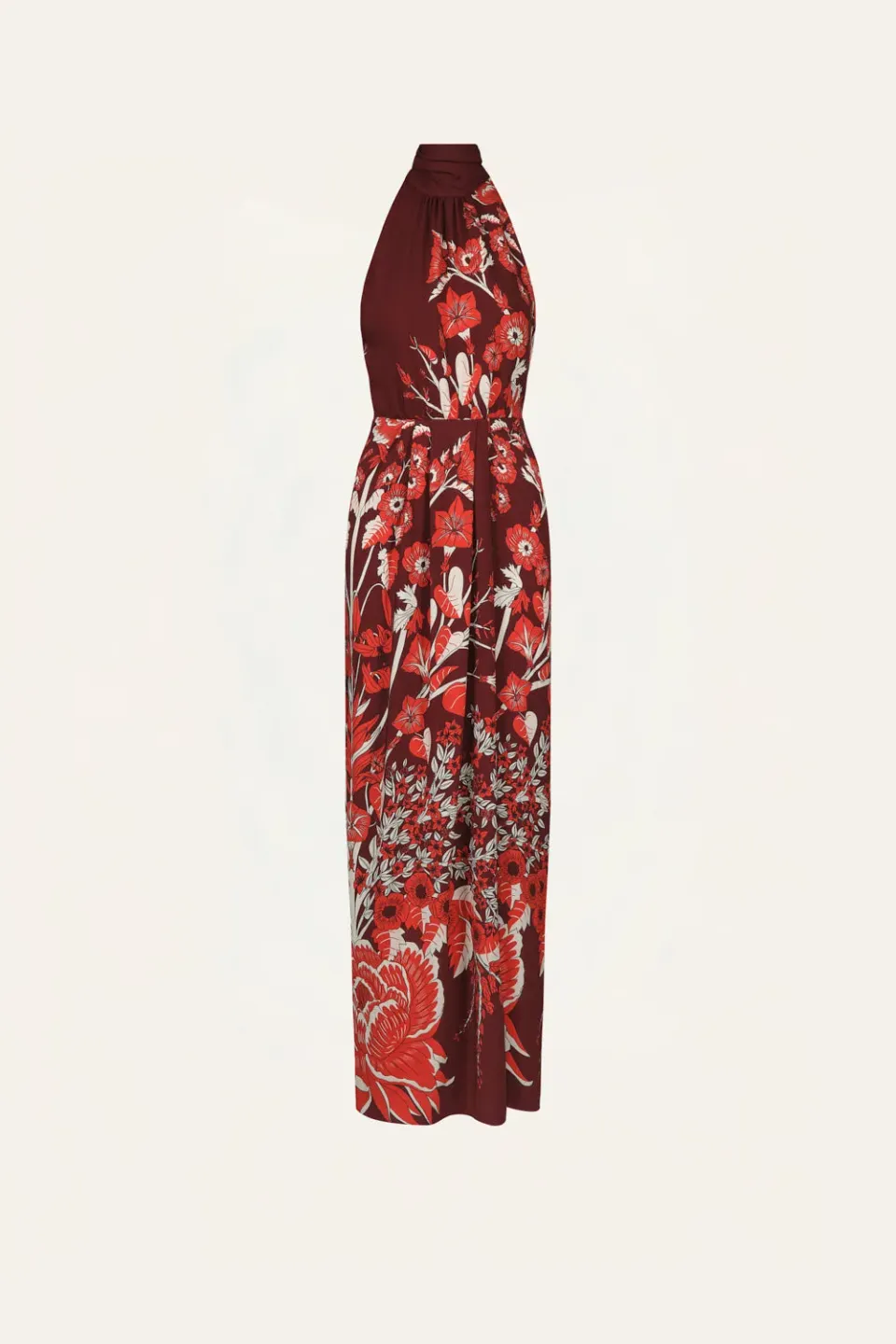 Johanna Ortiz Sacred Currents abito maxi vino crepe
