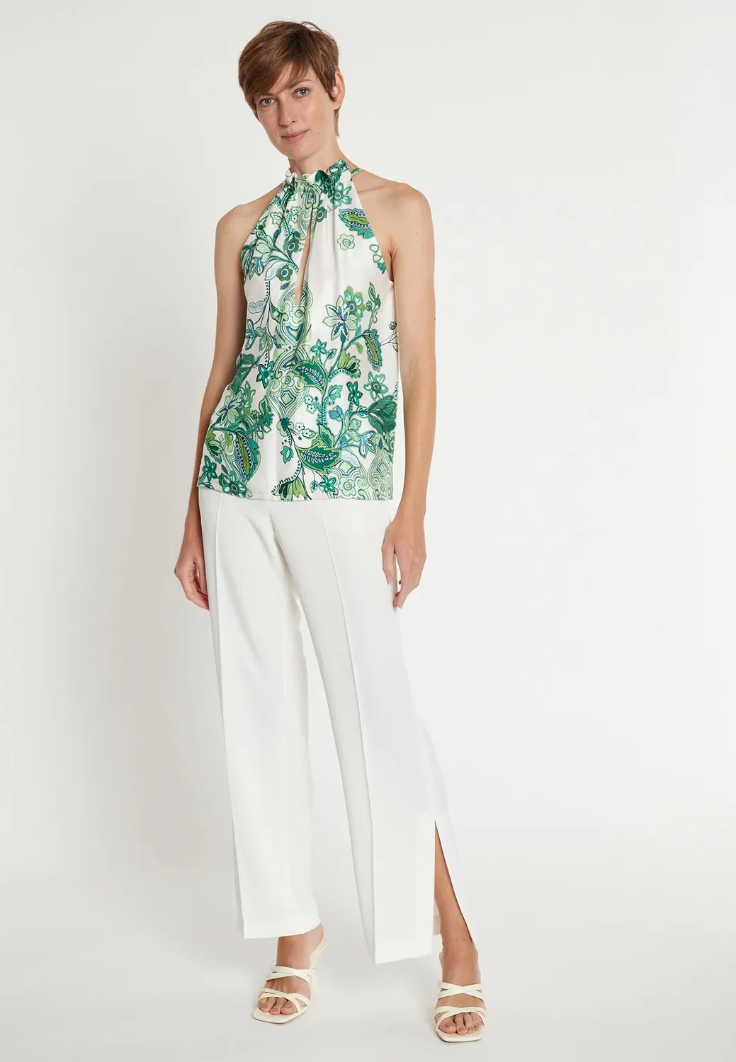 Ana Alcazar Lasiry top halter fantasia foglie
