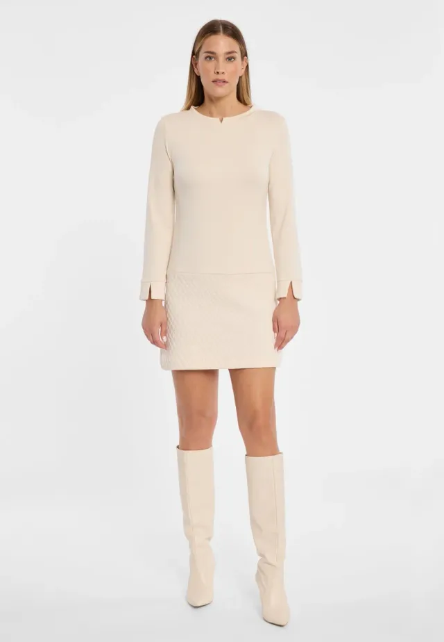 Ana Alcazar Adlena abito linea A bianco crema corto