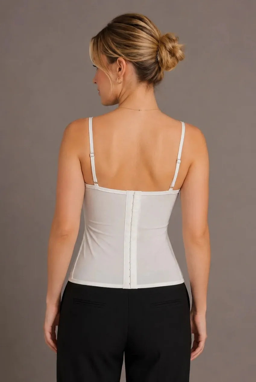 Avinci top corsetto avorio pizzo scollo cuore spalline