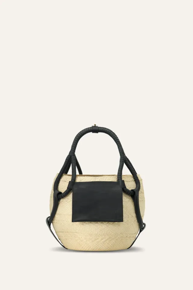 Johanna Ortiz Add Some Power borsa paglia ecru nera