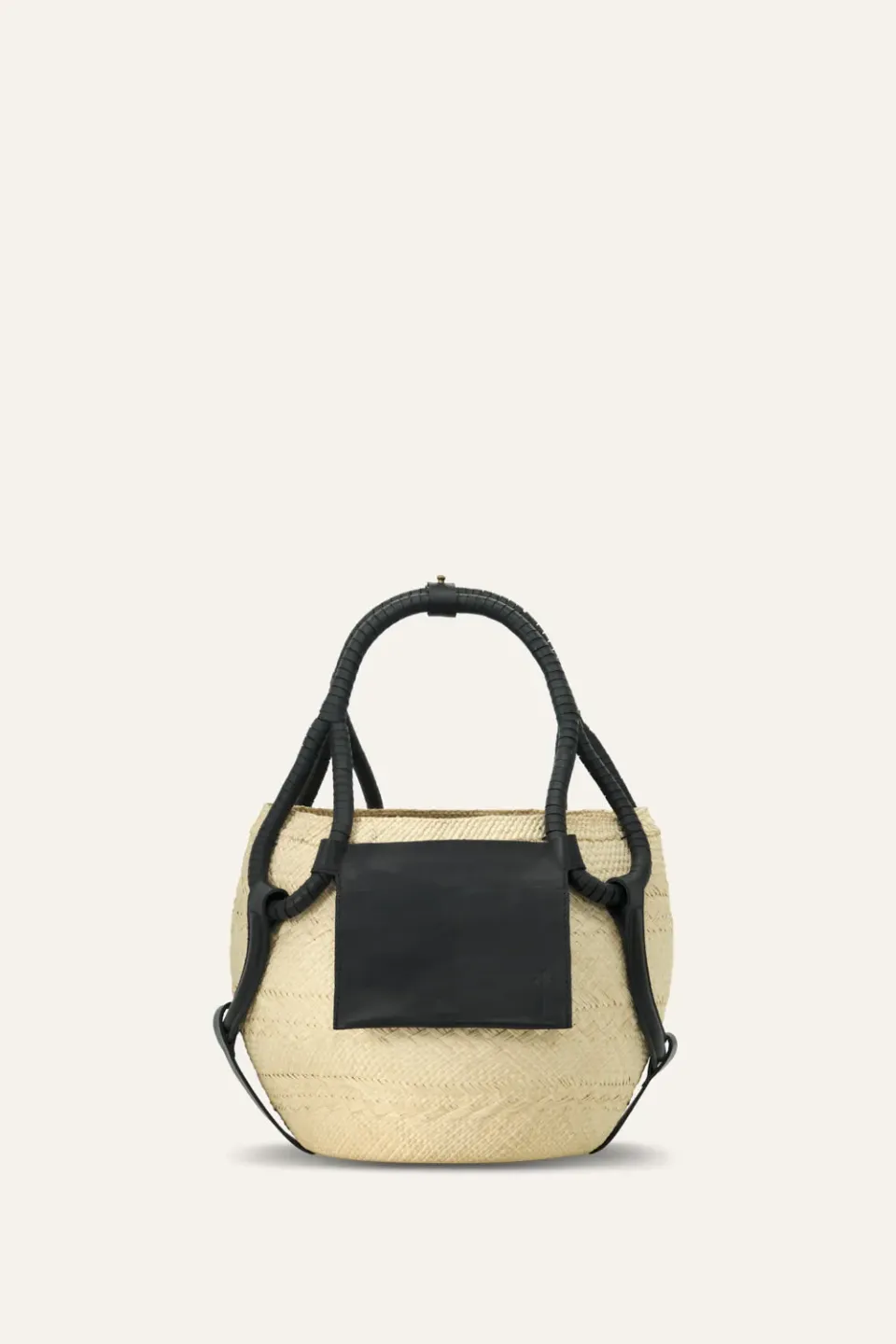 Johanna Ortiz Add Some Power borsa paglia ecru nera