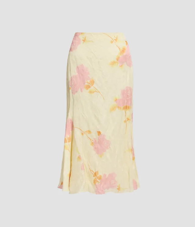 Erdem Floral Crushed Fluid Satin Midi Skirt gonna