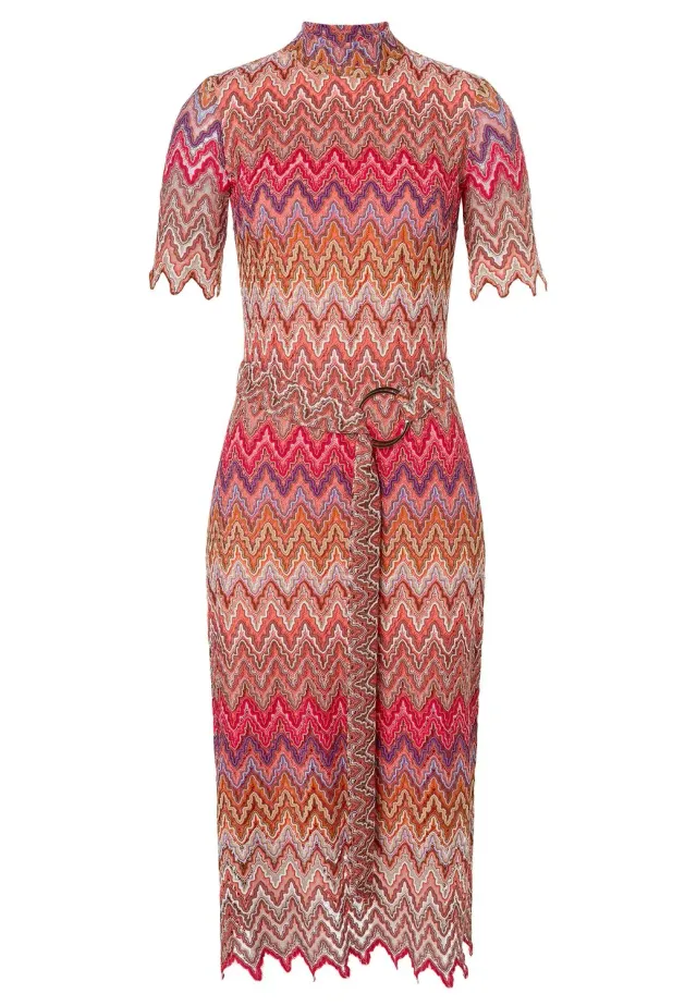 Ana Alcazar Zayara tubino midi maglia zigzag rosso