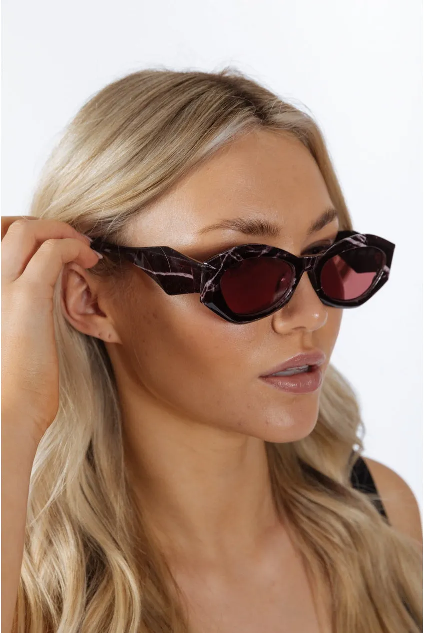 SVNX Occhiali da Sole Cat-Eye Rossi Retrò Lente Rossa UV400