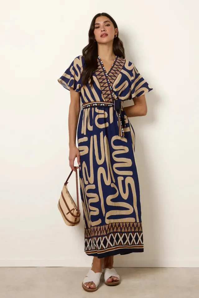 Blue Vanilla Abstract midi abito blu viscosa fantasia