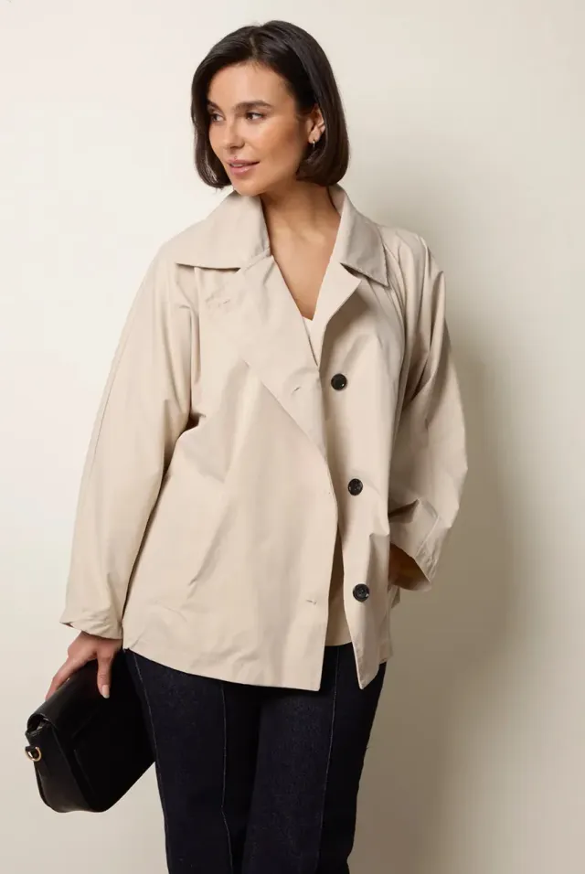 Blue Vanilla trench corto beige oversize taglia S/M
