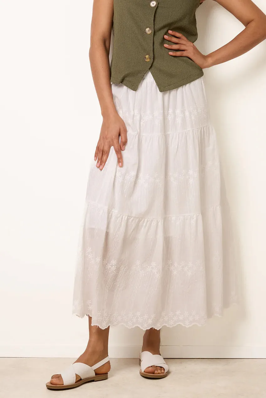 Blue Vanilla gonna maxi bianca cotone vita elasticizzata