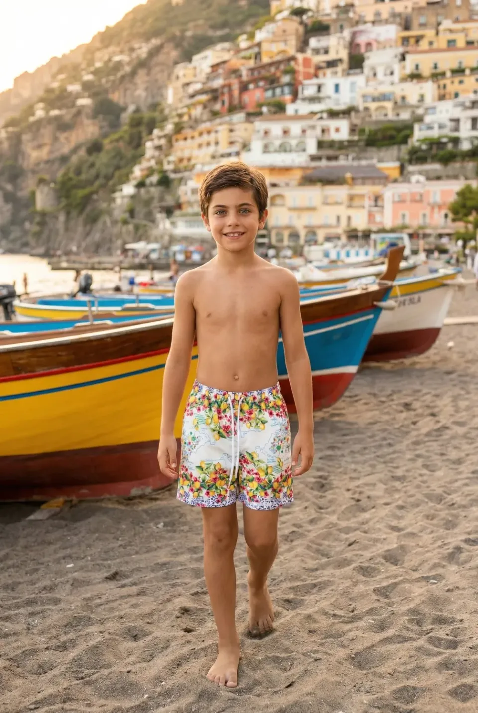 Antica Sartoria FW141 costume boxer bambino giallo agrumi