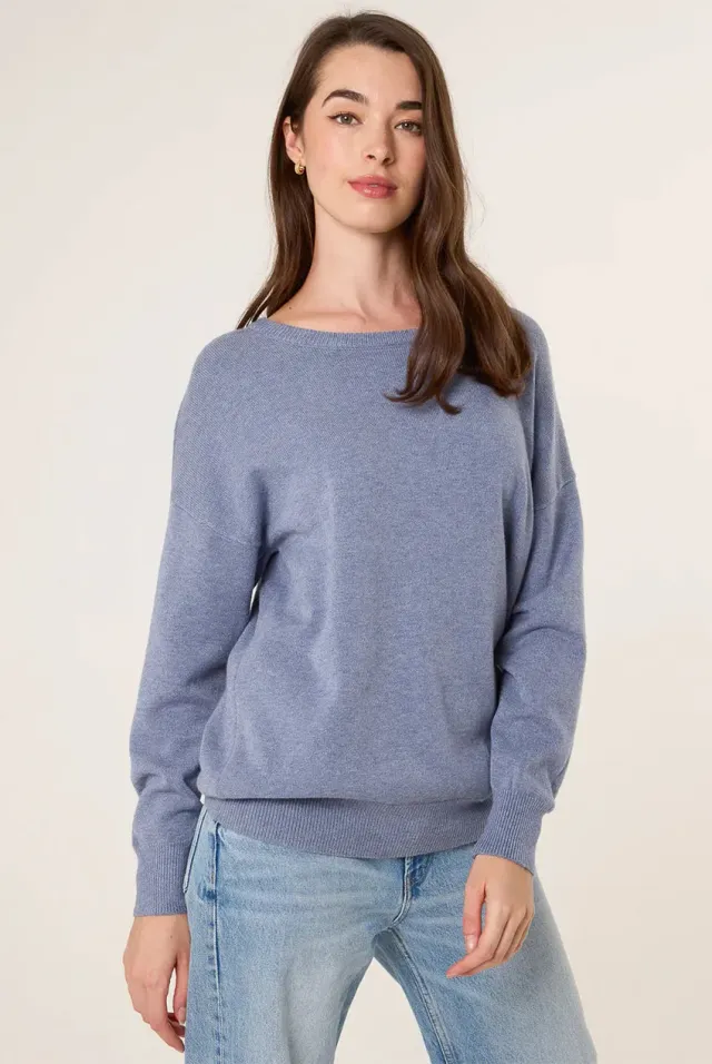 Blue Vanilla maglione girocollo denim blu S/M L/XL