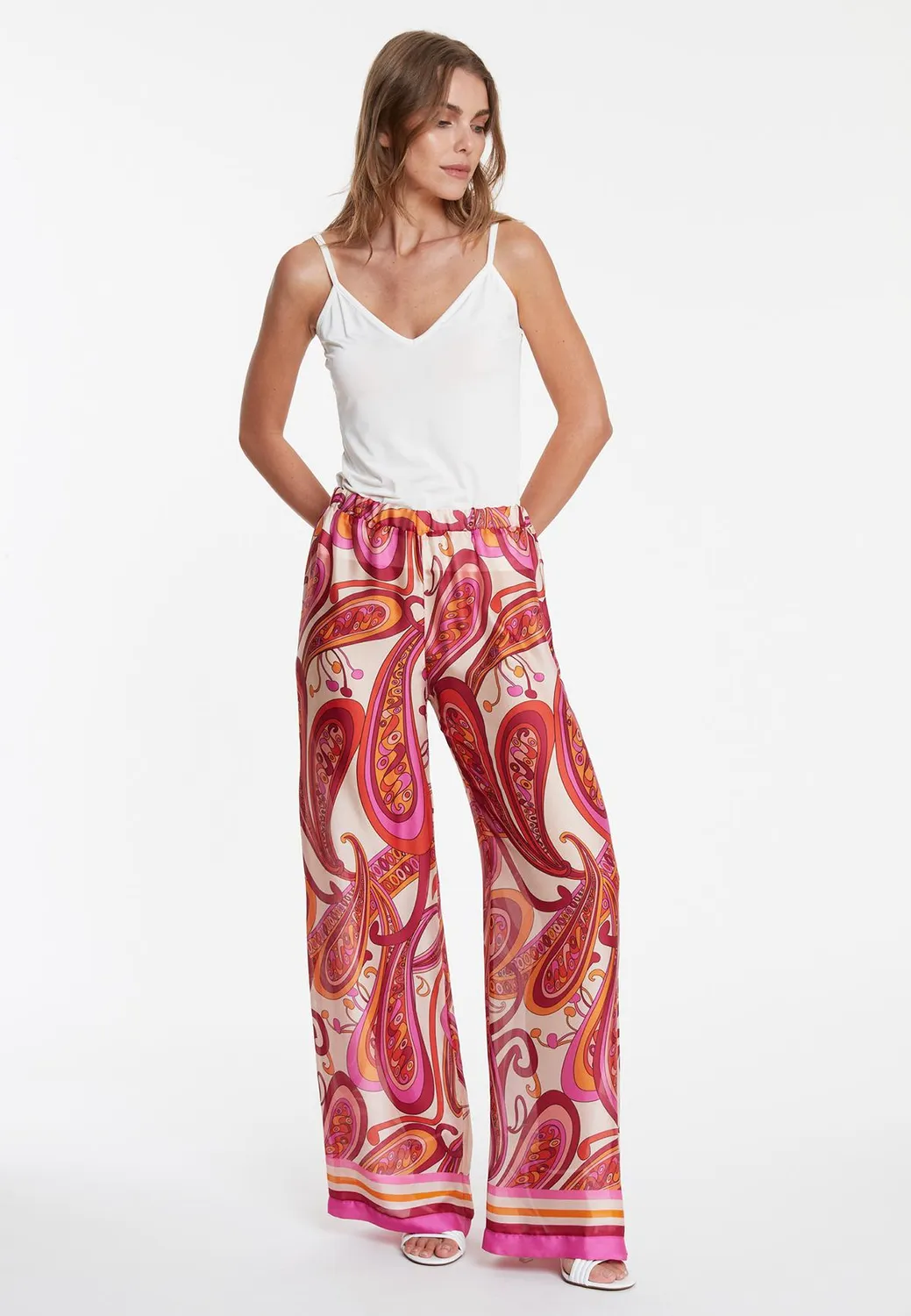 Ana Alcazar Wegora pantaloni chiffon fantasia paisley
