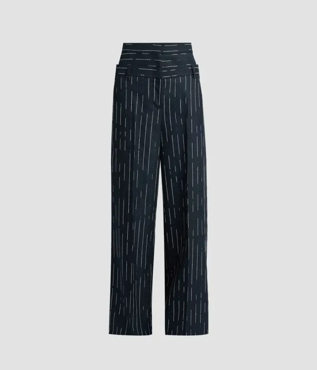 Erdem Tailoring Stripe pantaloni palazzo navy gessati