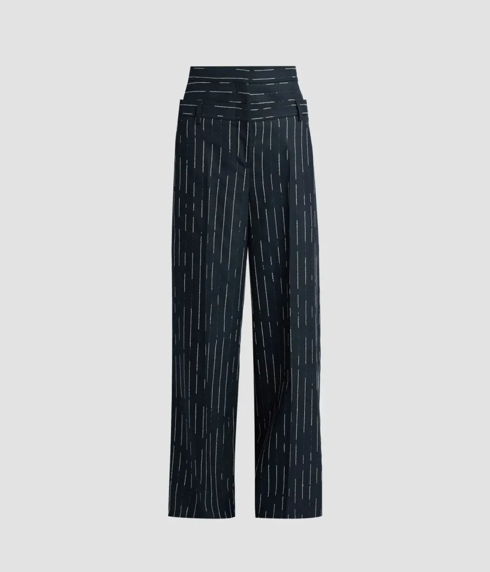 Erdem Tailoring Stripe pantaloni palazzo navy gessati