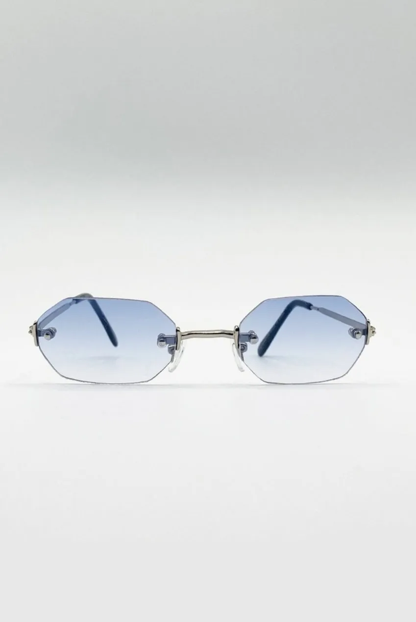 SVNX Oval occhiali da sole blu argento