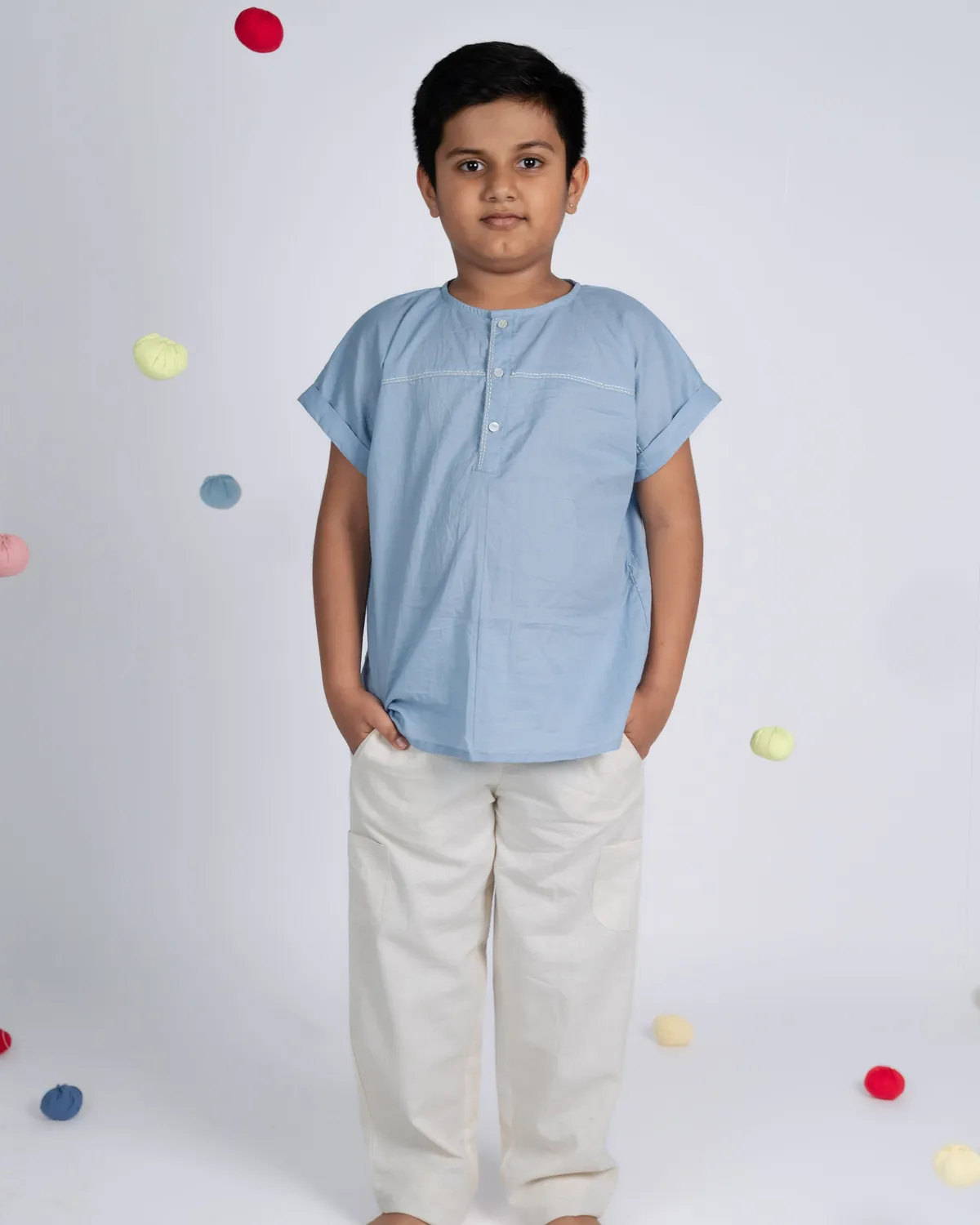 Our Dve Mini Elite completo bambino cotone blu beige