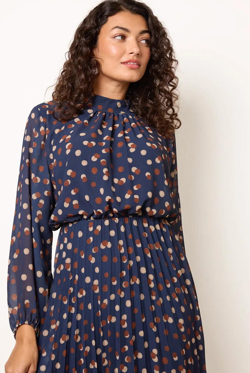 Blue Vanilla pois abito midi blu navy poliestere