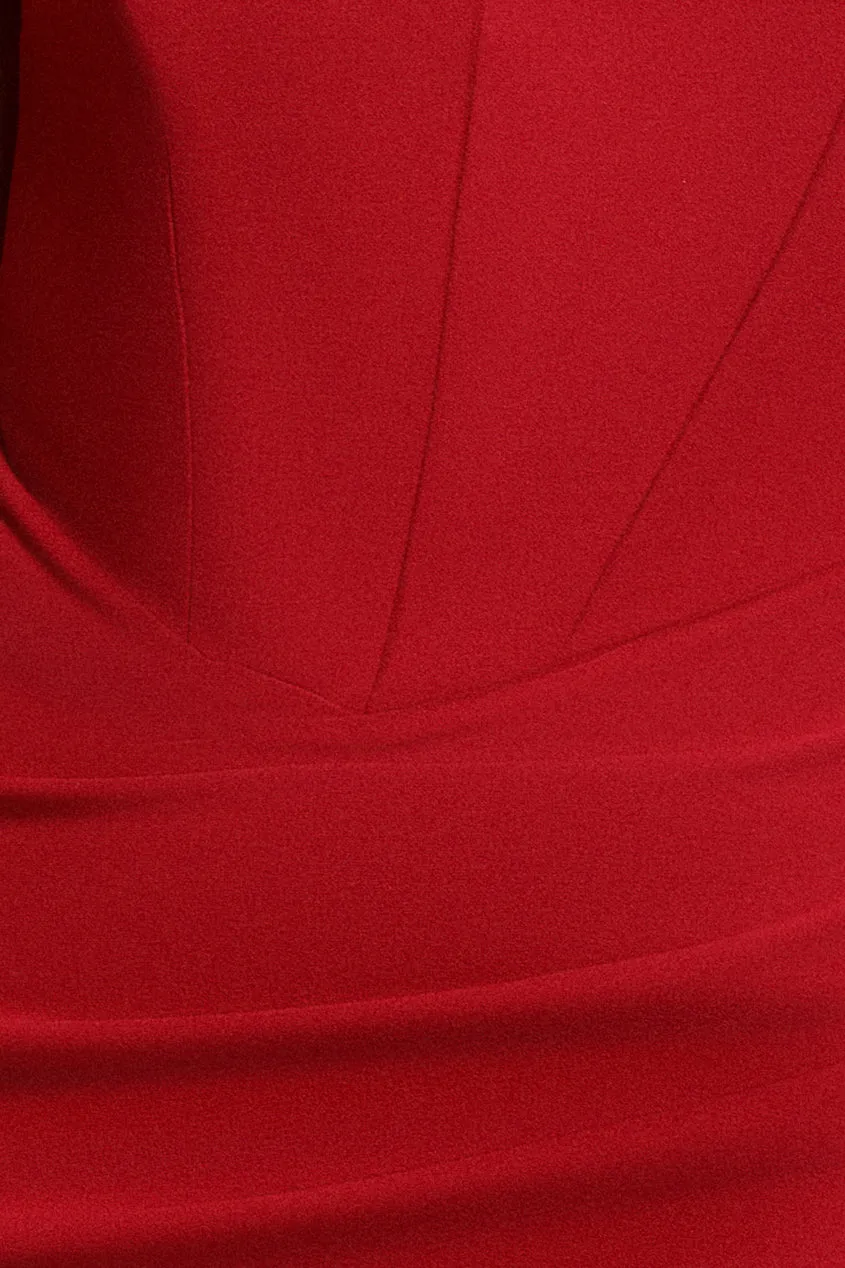 Goddiva DR4700 Diamante Heart abito maxi rosso scollato