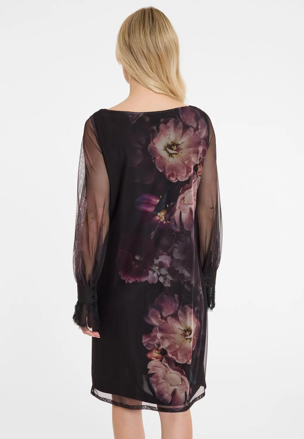 Ana Alcazar Azea abito rete floreale nero rosa