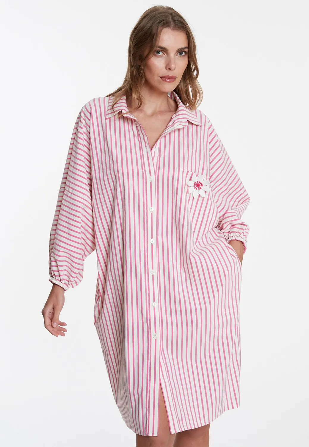 Ana Alcazar Walera chemisier righe bianco rosa