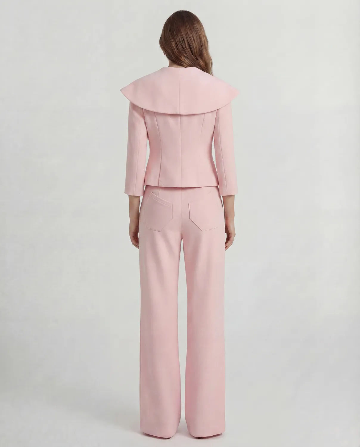 Violante Nessi Rota pantaloni rosa lana double crêpe