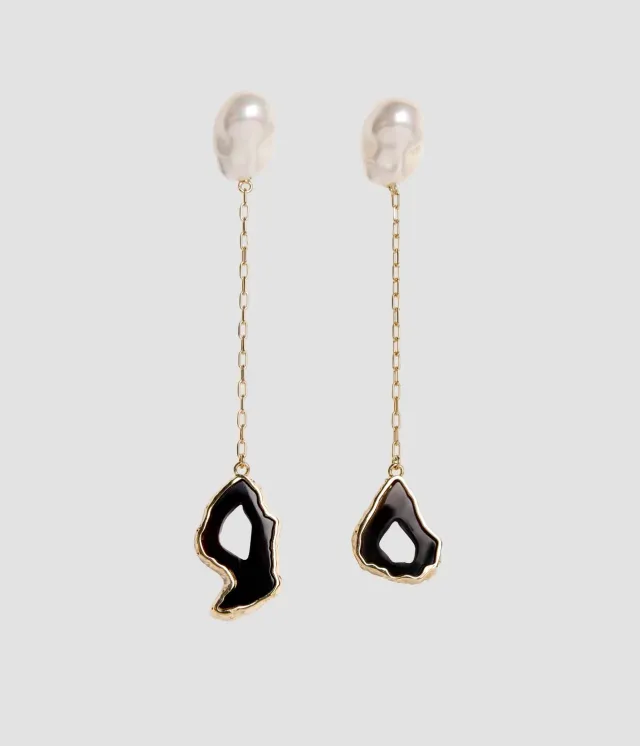 Erdem Stone Drop orecchini pendenti perla agata nera