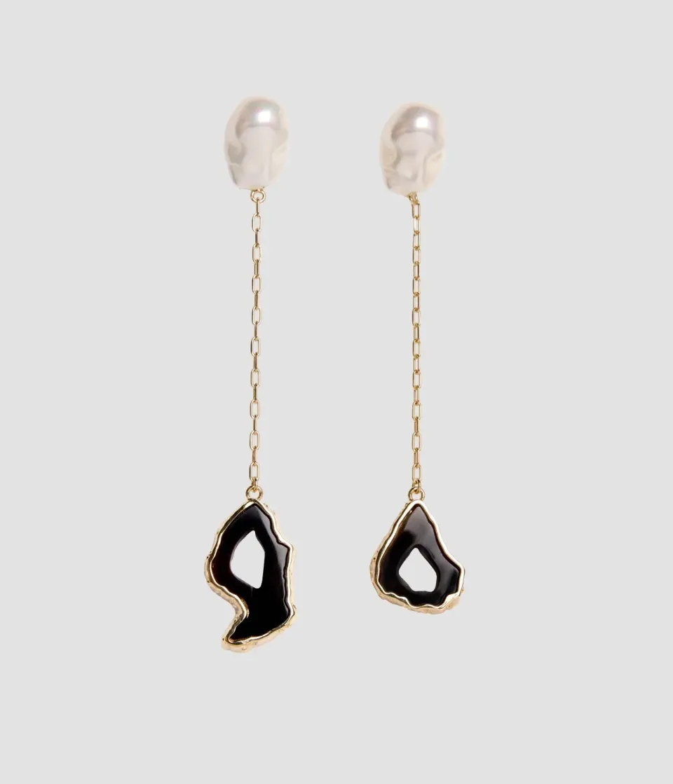 Erdem Stone Drop orecchini pendenti perla agata nera
