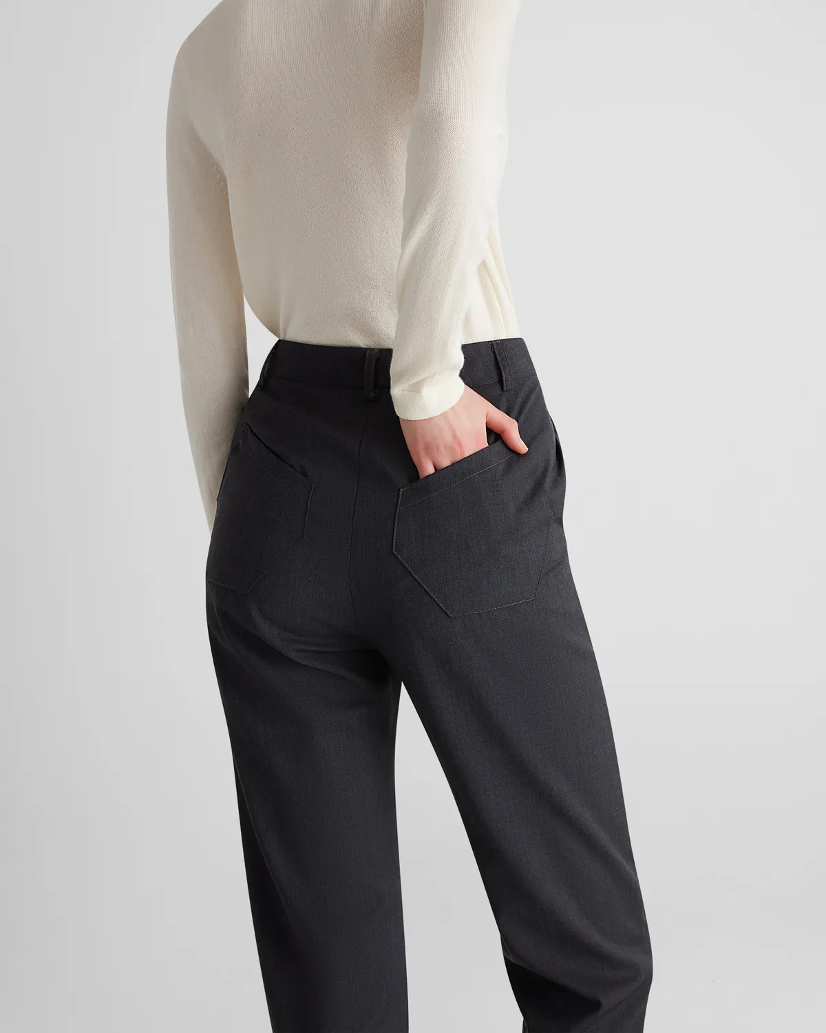 Violante Nessi New York pantaloni grigi lana crespo