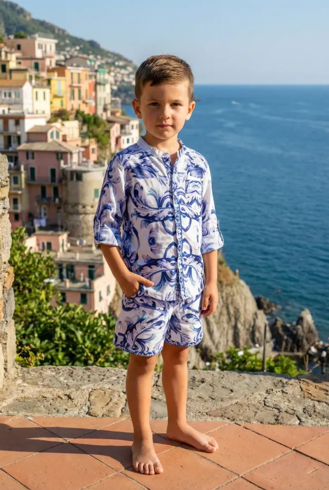 Antica Sartoria FV056 coreana bambino rossa cotone maioliche