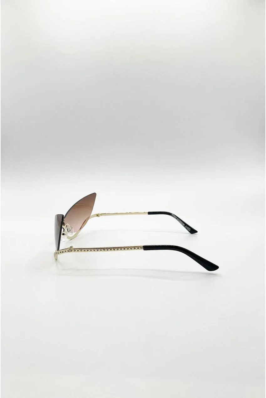 SVNX Butterfly occhiali da sole marroni strass taglia unica