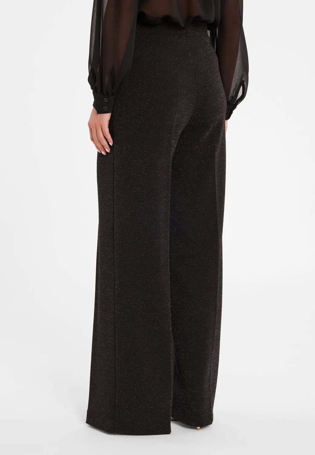 Ana Alcazar Cilisa pantaloni lurex neri a palazzo