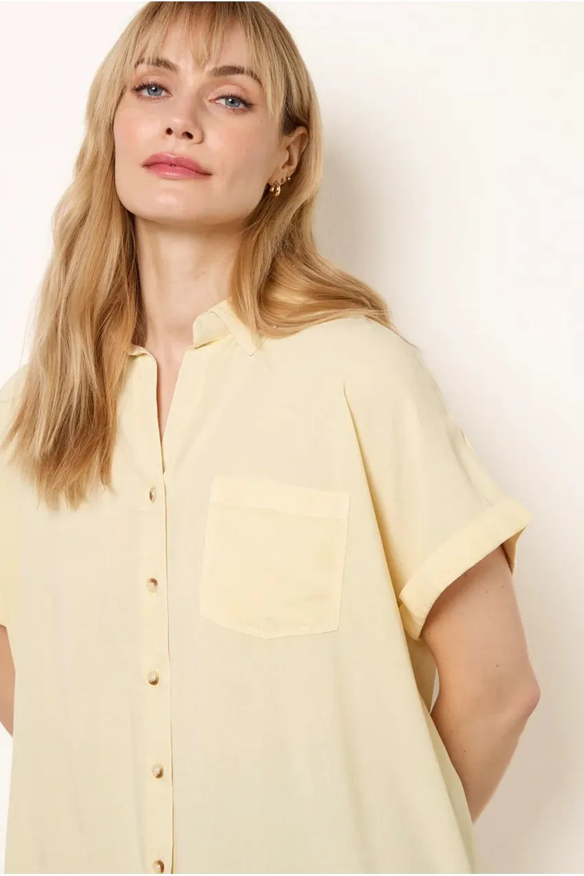 Blue Vanilla camicia donna bottoni giallo limone