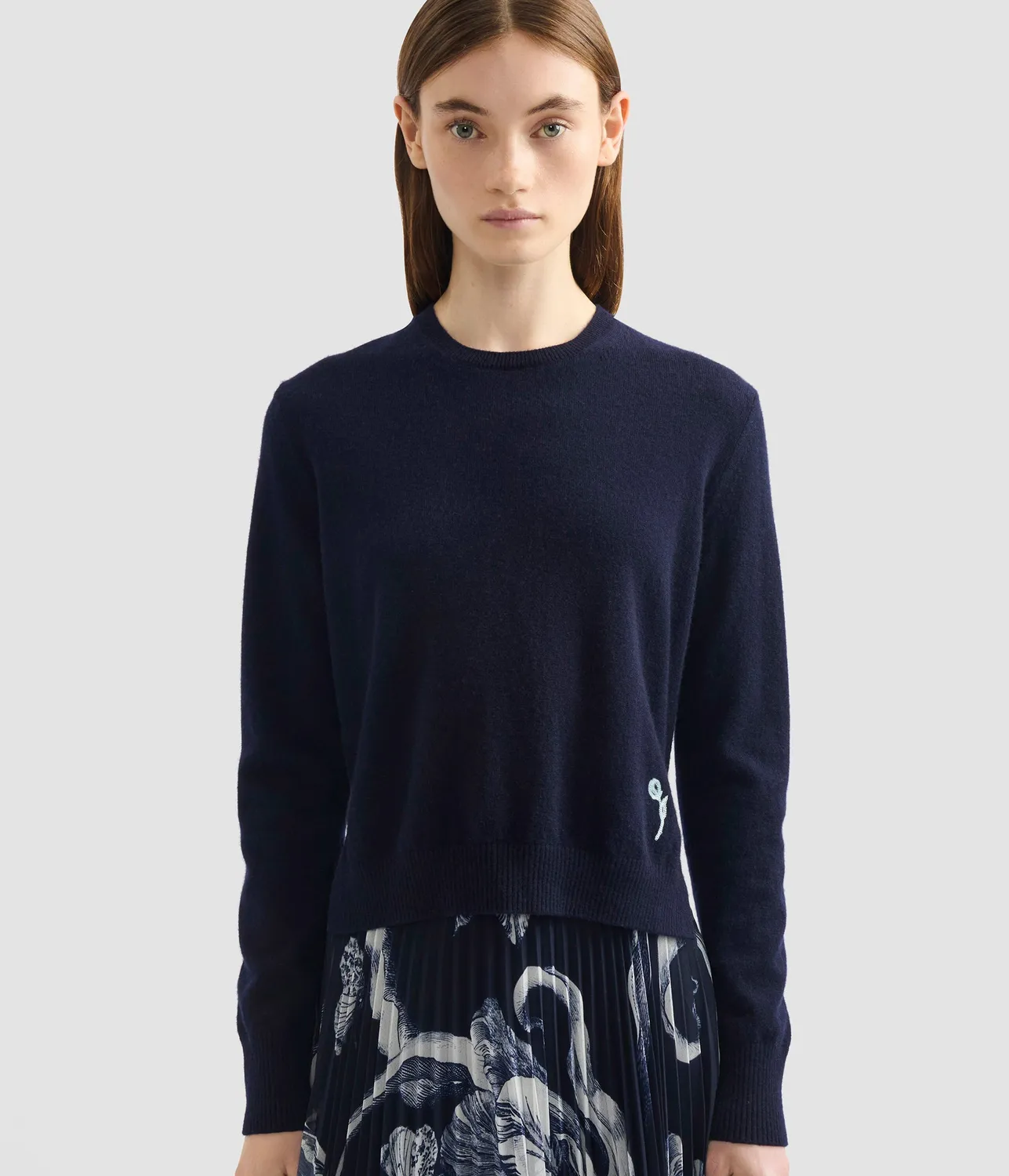 Erdem Cashmere Crew Neck maglione blu fiore