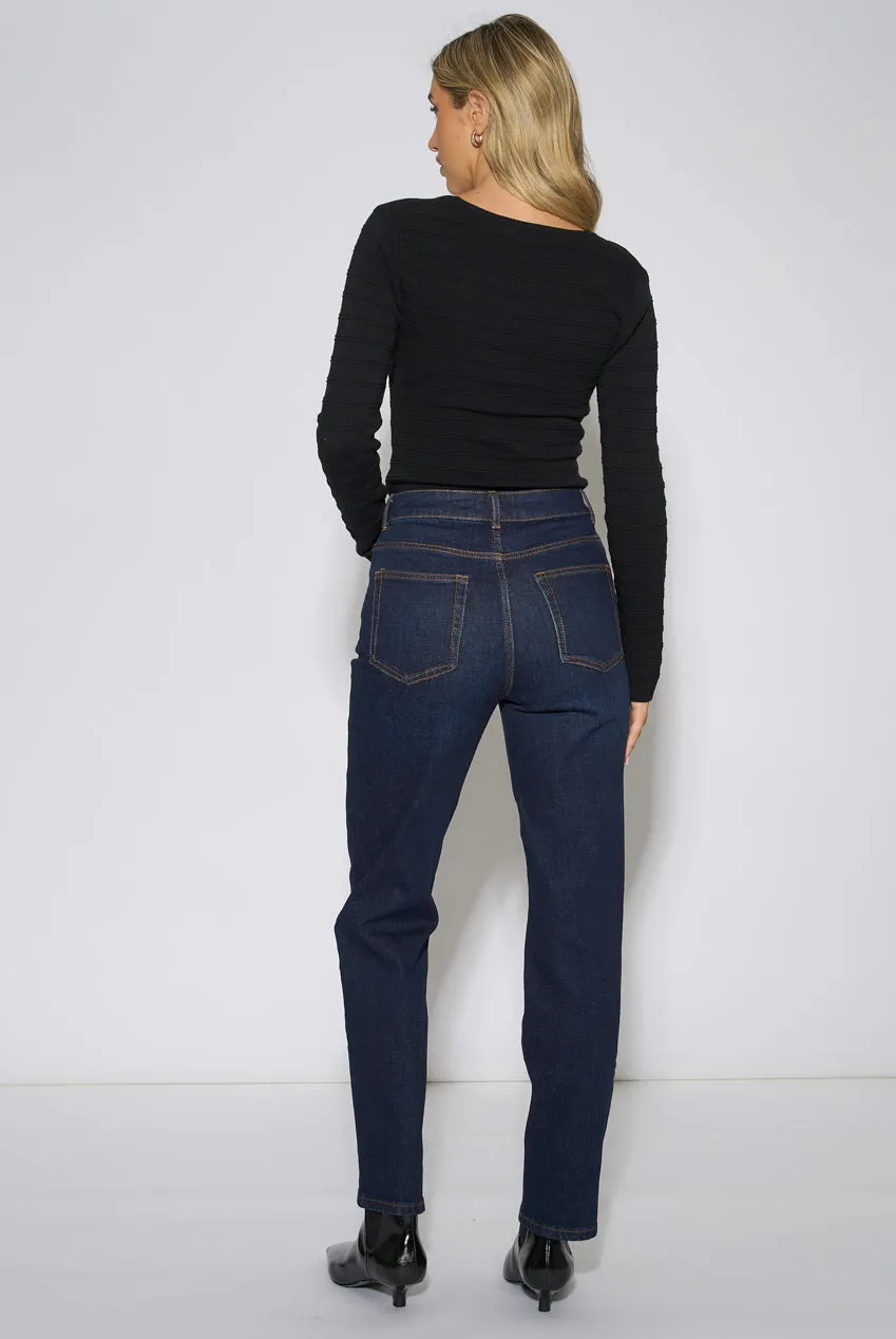 Gini London Indigo Mid Rise Straight Leg jeans indaco