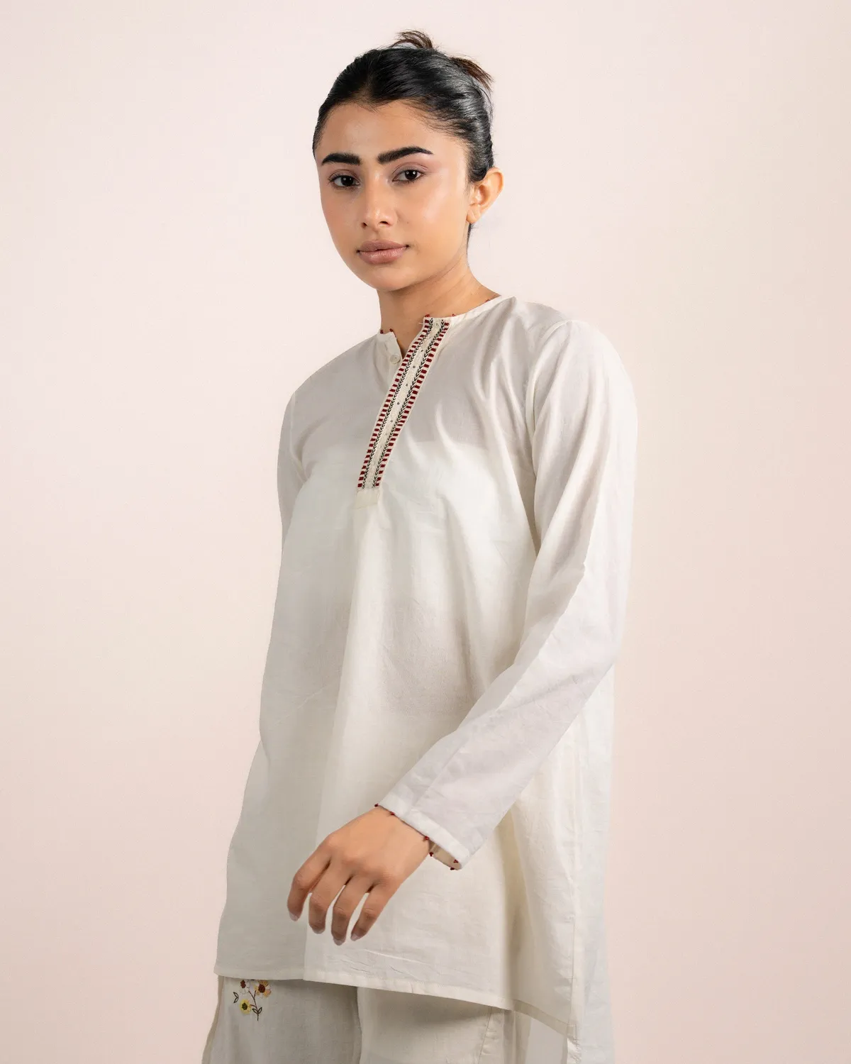 Our Dve Luna Top top cotone beige ricamo