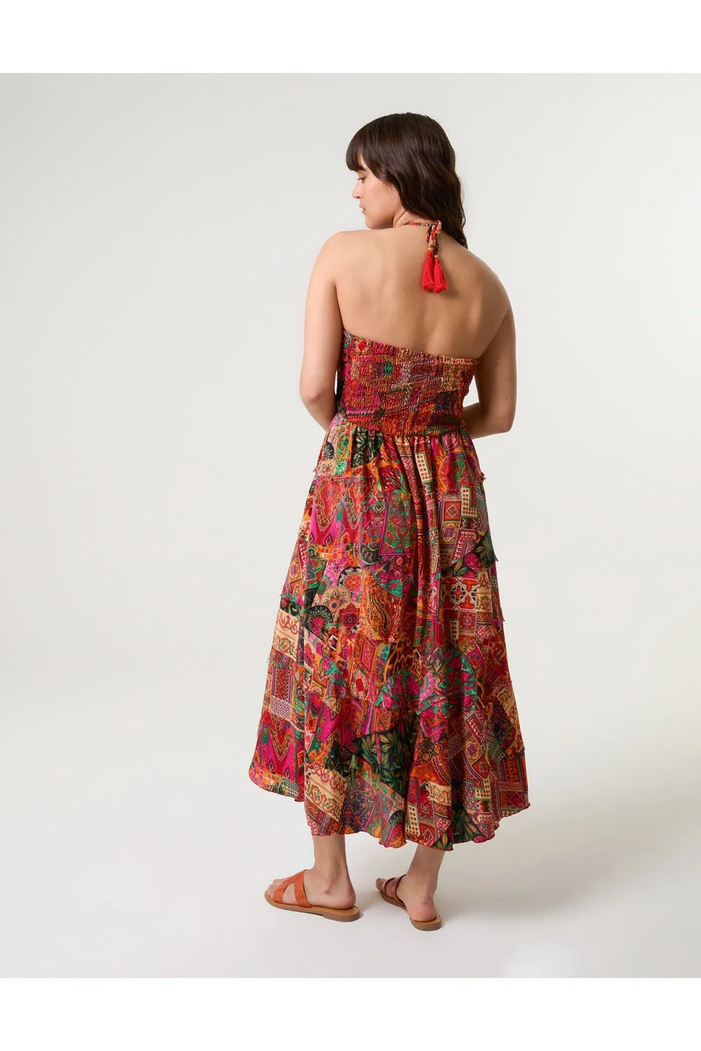 Blue Vanilla Tiered Halter abito arancione taglia unica