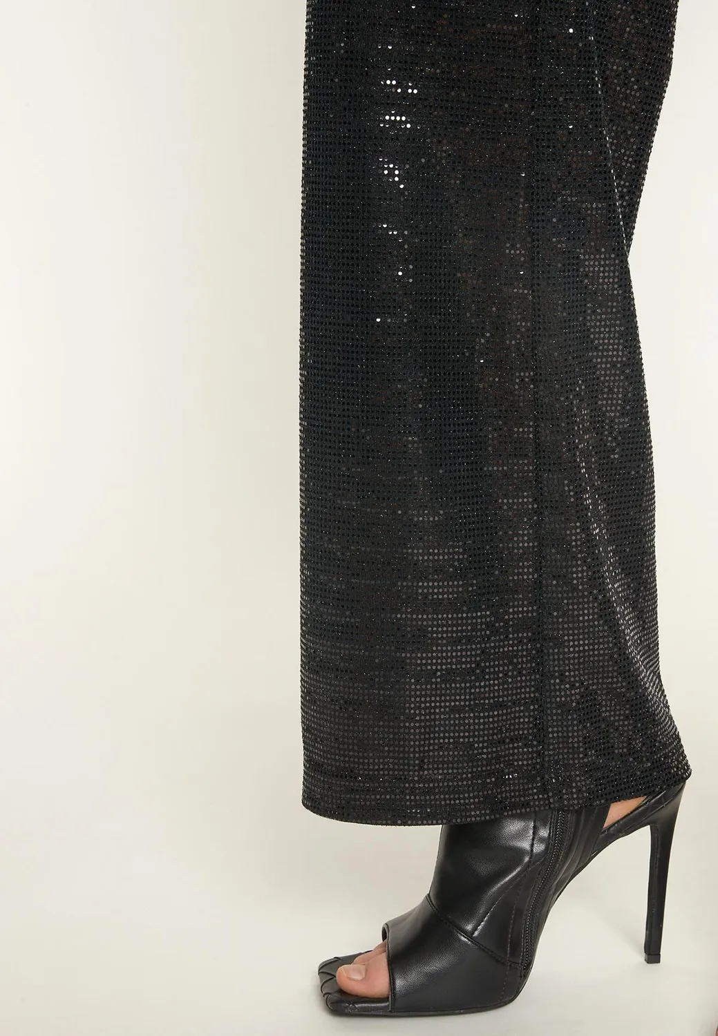 Ana Alcazar Ofyra pantaloni paillettes neri serata