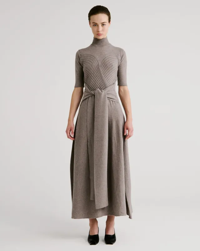 Violante Nessi Takashi abito maglia taupe merino