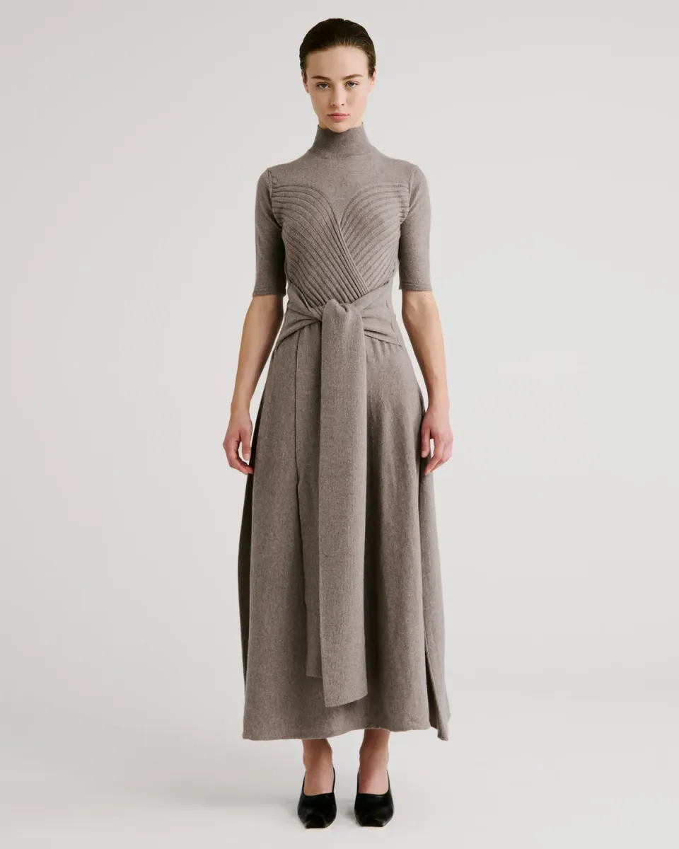 Violante Nessi Takashi abito maglia taupe merino