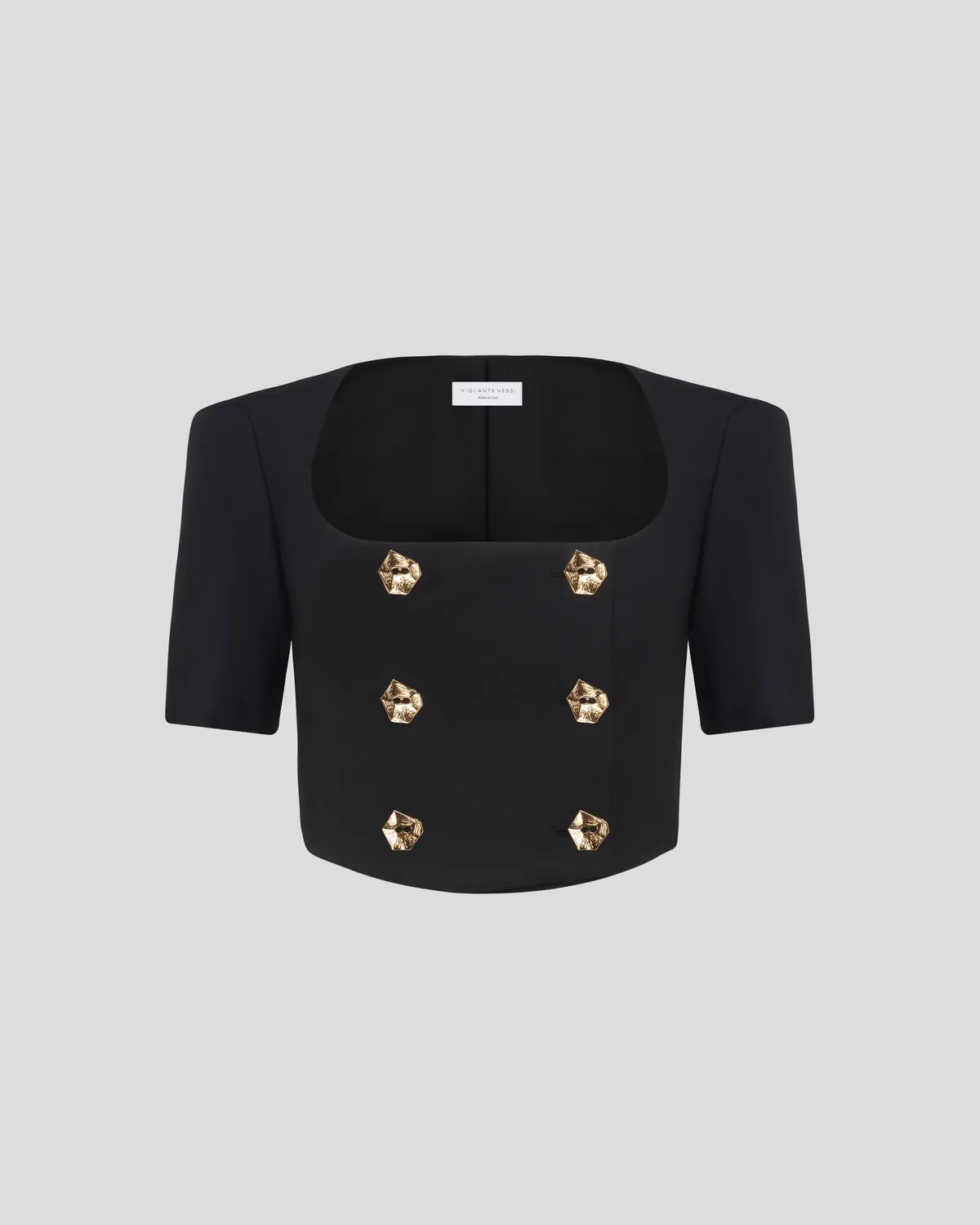 Violante Nessi Vittoria Top Nero Cropped Lana